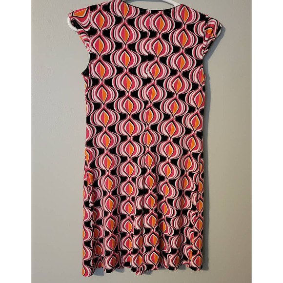 Chadwicks Retro Print Womens Cap Sleeve Midi Dress 8 - Picture 4 of 4